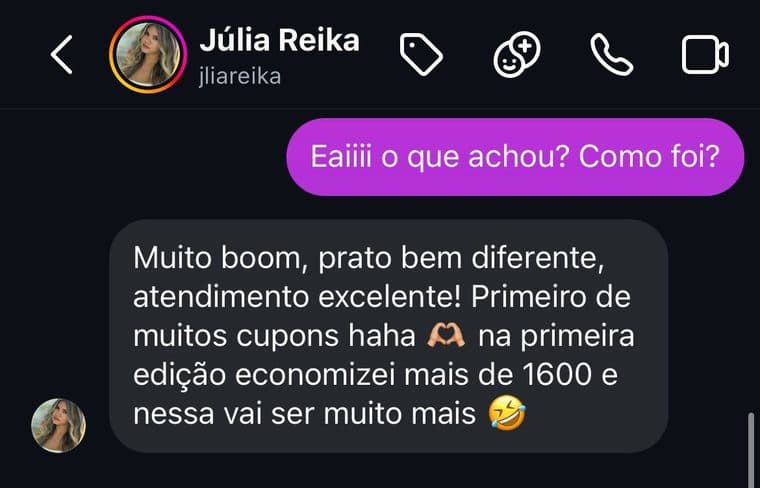 Depoimento de Júlia Reika — Vitória em Dobro