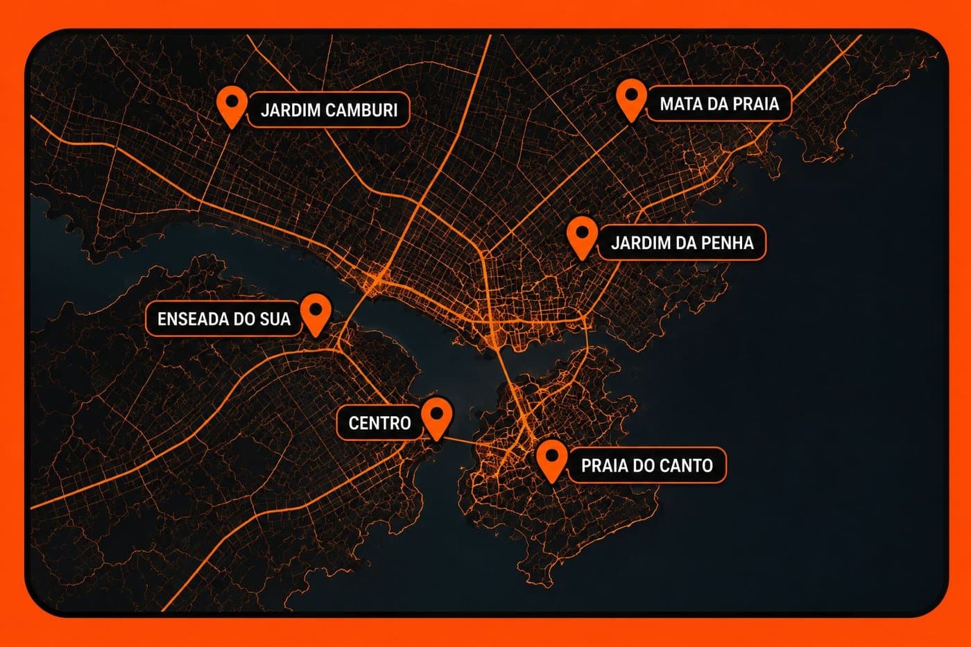 Mapa de Vitória com os bairros atendidos pelo Vitória em Dobro